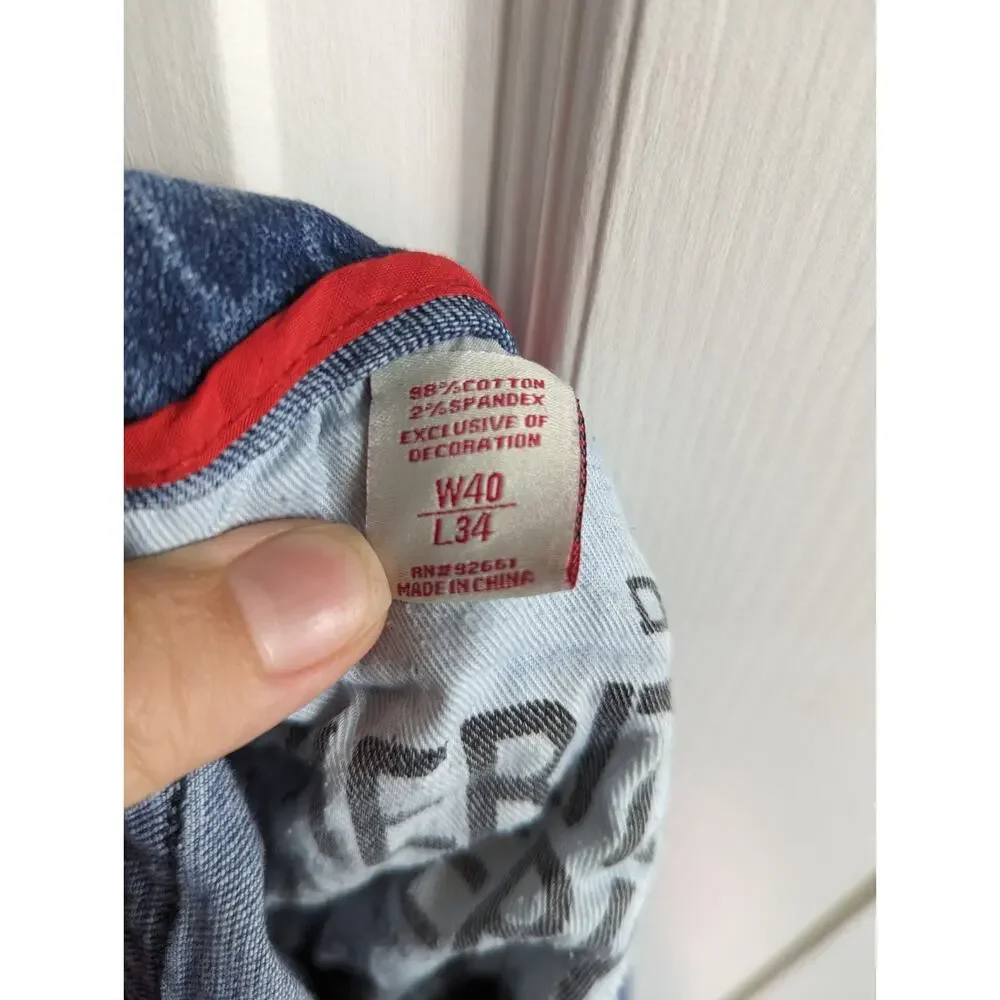 Heritage America Denim Distillery Distressed Men's Blue Jeans 40x34